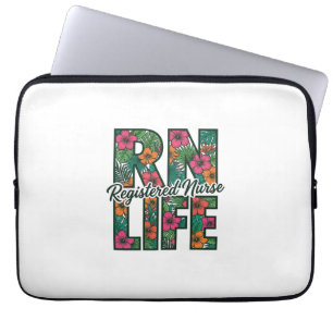 Housse Pour Ordinateur Portable Infirmière diplômée RN Life Floral Vector Design_1
