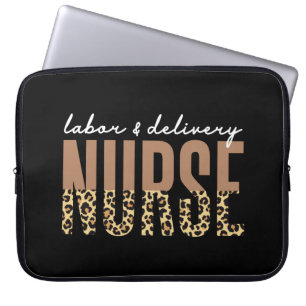 Housse Pour Ordinateur Portable Infirmière du travail et de l'accouchement Cheetah
