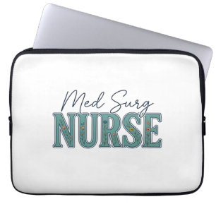 Housse Pour Ordinateur Portable Infirmière en médecine chirurgicale dessin floral 