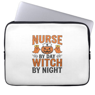 Housse Pour Ordinateur Portable Infirmière Halloween Sorcière De Nuit Vintage Shir