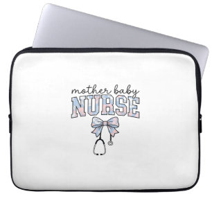Housse Pour Ordinateur Portable Infirmière Mère Bébé Chemise à nœud floral Design_