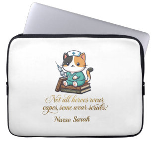 Housse Pour Ordinateur Portable Infirmière mignonne chat calico personnalisé