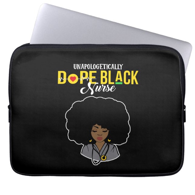 Housse Pour Ordinateur Portable Infirmière noire sans apologie (Devant)