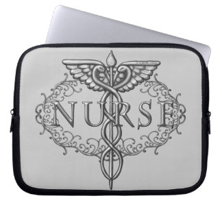 Housse Pour Ordinateur Portable Infirmière Oval argenté