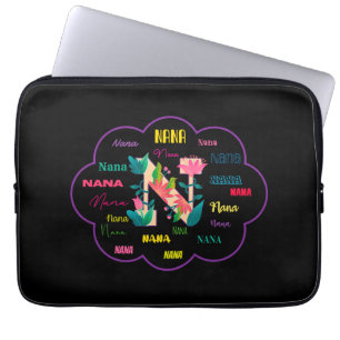 Housse Pour Ordinateur Portable Initiale du nom de fleur florale Nana