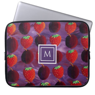 Housse Pour Ordinateur Portable Initiales Monogrammées Élégantes Fruits d'Été