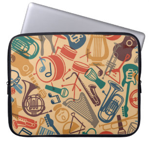 Housse Pour Ordinateur Portable Instruments de musique Vintage Arrière - plan sans