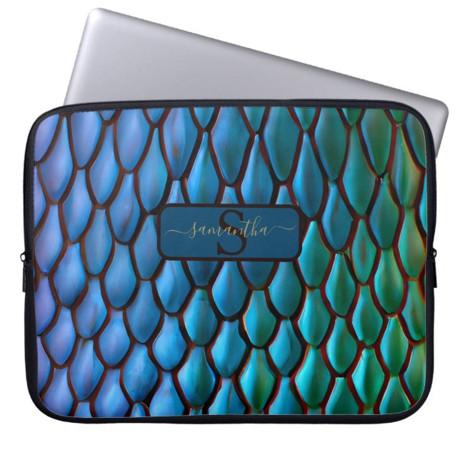Housse Pour Ordinateur Portable Iridescente Mermaid Tails Dragon Scales Imaginaire (Devant)