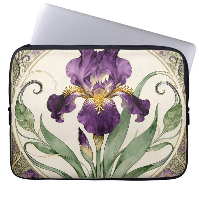 Housse Pour Ordinateur Portable Iris Violet Art Nouveau (Devant)