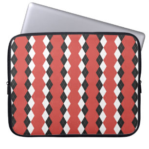 Housse Pour Ordinateur Portable Jacquard plaid. Motif écossais en blanc, noir et