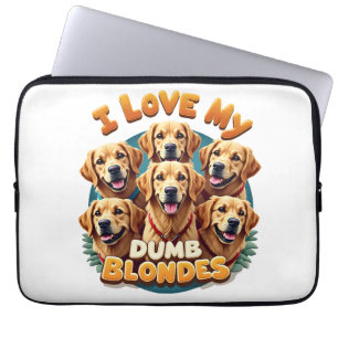 Housse Pour Ordinateur Portable J'adore mes Golden Retrievers Blondes Idiotes Vint