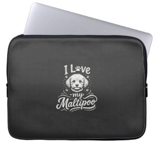Housse Pour Ordinateur Portable J'adore mon amoureux de chien Maltipoo