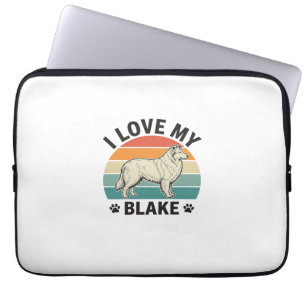 Housse Pour Ordinateur Portable J'adore mon chien Blake Design de gravure rétro_1