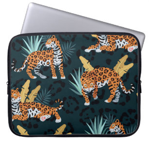 Housse Pour Ordinateur Portable Jaguar Palms sans couture Motif Vintage