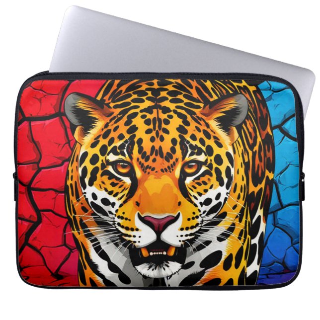 Housse Pour Ordinateur Portable Jaguar sur fond de terre fissurée (Devant)