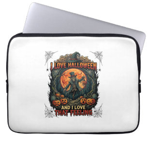 Housse Pour Ordinateur Portable J'aime Halloween Squelette Épouvantail Pleine Lune