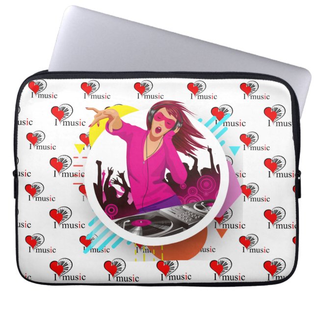 Housse Pour Ordinateur Portable J'aime la musique  (Devant)