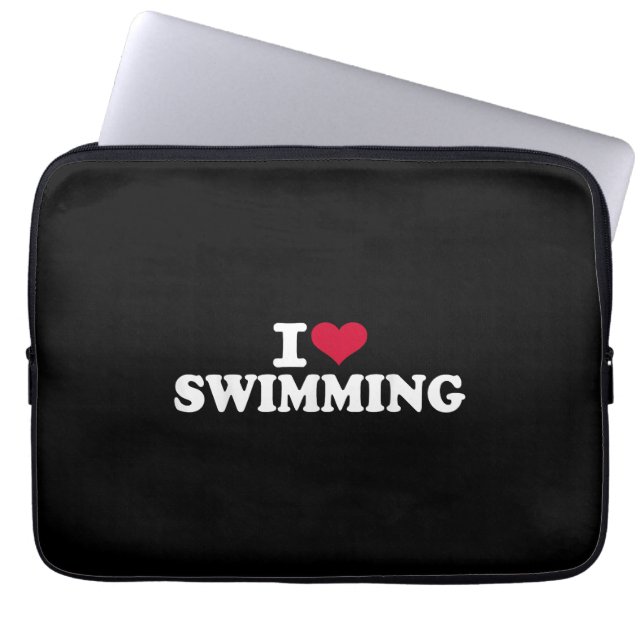 Housse Pour Ordinateur Portable J'aime la natation (Devant)
