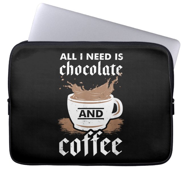 Housse Pour Ordinateur Portable J'Aime Le Chocolat Et Le Café (Devant)