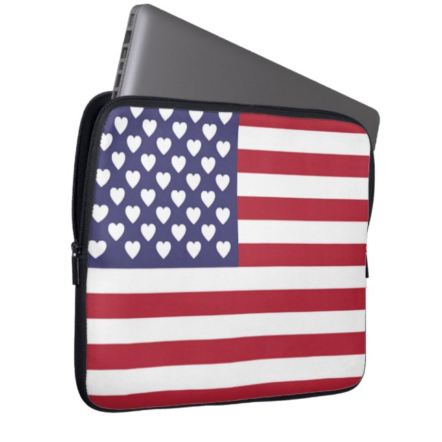 HOUSSE POUR ORDINATEUR PORTABLE J'AIME LES ÉTATS-UNIS D'AMÉRIQUE (Devant droit)