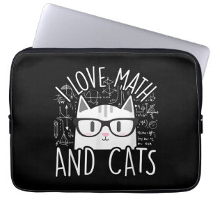 Housse Pour Ordinateur Portable J'Aime Les Maths Et Les Chats Cute Kitty Chat