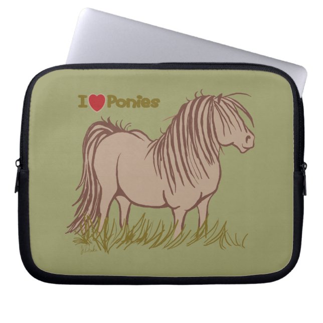 Housse Pour Ordinateur Portable J'aime les poneys (Devant)