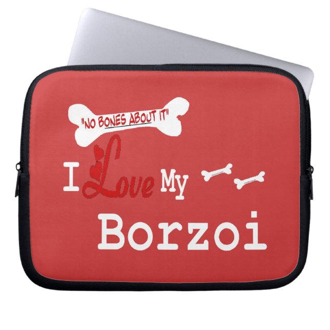 Housse Pour Ordinateur Portable J'aime mon Borzoi (Devant)