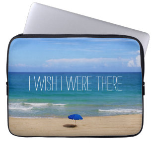 Housse Pour Ordinateur Portable J'Aimerais Être Là - Parapluie De Plage Bleue