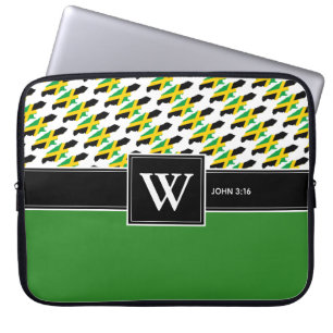 Housse Pour Ordinateur Portable JAMAICA DRAPEAU MONogramme Écriture chrétienne Ord