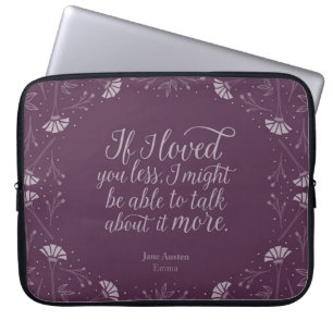 Housse Pour Ordinateur Portable Jane Austen Emma Purple Floral Love Citation