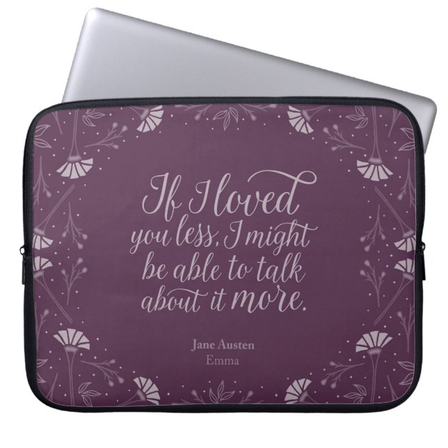 Housse Pour Ordinateur Portable Jane Austen Emma Purple Floral Love Citation (Devant)