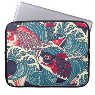Housse Pour Ordinateur Portable Japonais coloré Koi/carpe poisson dans la soudure