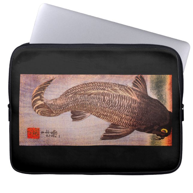 HOUSSE POUR ORDINATEUR PORTABLE JAPONAIS IMPRIMER POISSON NEOPRENE (Devant)