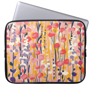 Housse Pour Ordinateur Portable Jardin botanique floral abstrait de fleurs sauvage