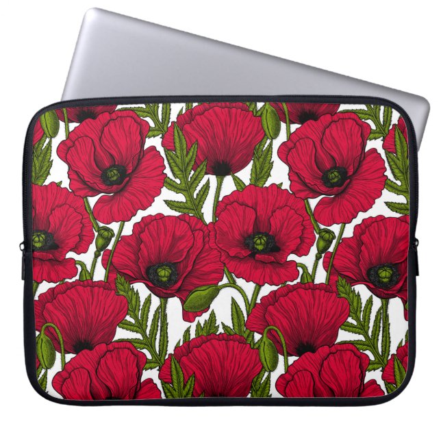 Housse Pour Ordinateur Portable Jardin de coquelicots rouges 2 (Devant)