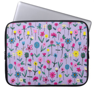 Housse Pour Ordinateur Portable Jardin de fleurs sauvages de lilas pour enfants