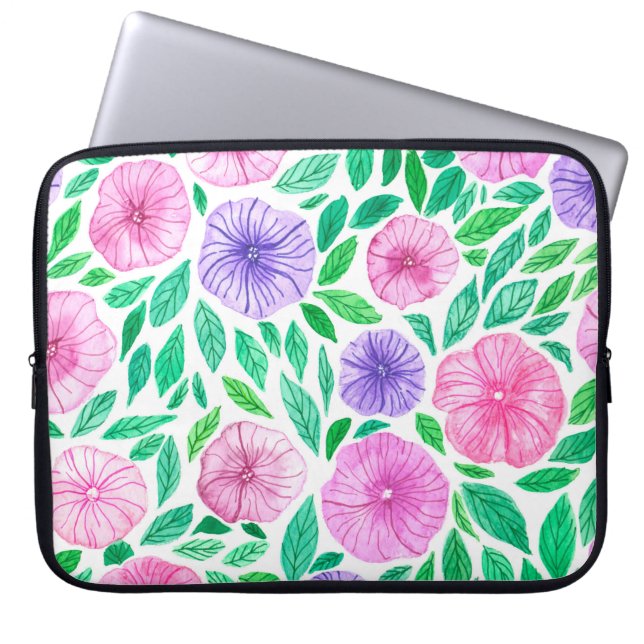 Housse Pour Ordinateur Portable Jardin de pétunia aquarelle (Devant)