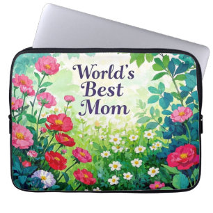 Housse Pour Ordinateur Portable Jardin des fleurs - Meilleure maman du monde