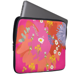 Housse Pour Ordinateur Portable Jardin Floral rose et orange Abstrait