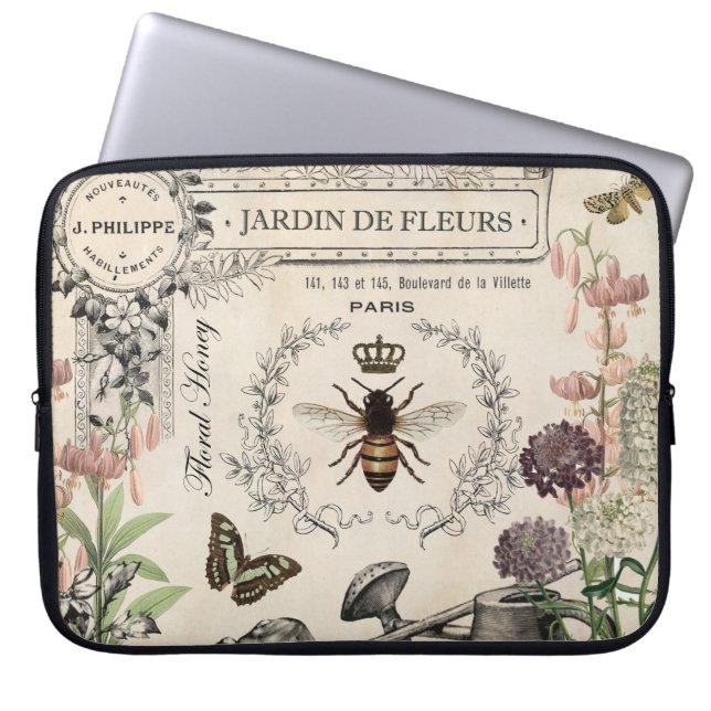 HOUSSE POUR ORDINATEUR PORTABLE JARDIN FRANÇAIS D'ABEILLE (Devant)