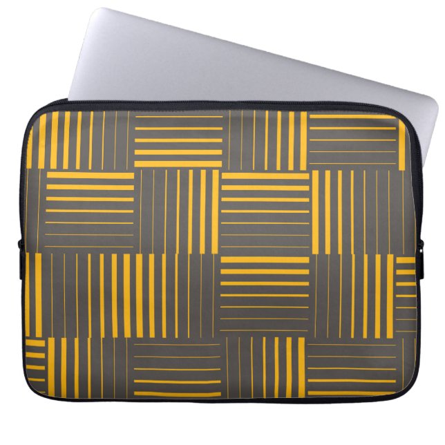 Housse Pour Ordinateur Portable Jaune, cool, unique, tendance, lignes modernes (Devant)