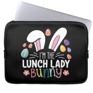 Housse Pour Ordinateur Portable Je suis la dame de la cantine Bunny Pâques Matchin