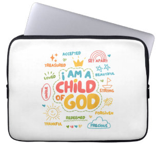 Housse Pour Ordinateur Portable Je suis un Enfant de Dieu Rétro chrétien Jésus Foi