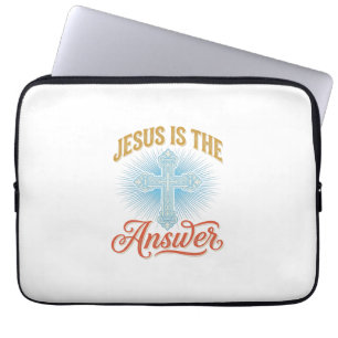 Housse Pour Ordinateur Portable Jésus est la réponse Croix chrétienne Vector Desig