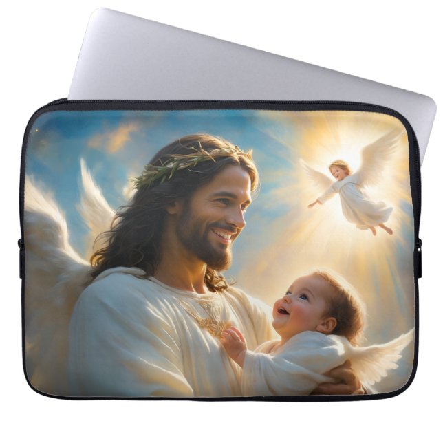 Housse Pour Ordinateur Portable Jésus et bébé ange (Devant)