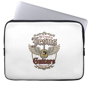 Housse Pour Ordinateur Portable Jésus et guitares Guitare chrétienne vintage