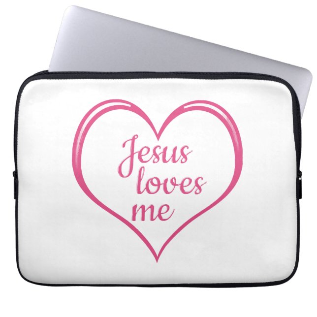 Housse Pour Ordinateur Portable JÉSUS M'AIME dans le cœur (Devant)