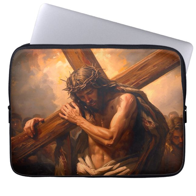 Housse pour ordinateur portable Jésus porte la Cro (Devant)