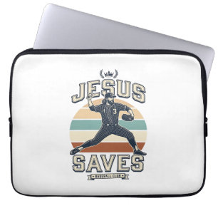 Housse Pour Ordinateur Portable Jésus Sauve Baseball Vintage Chrétien Vecteur Desi