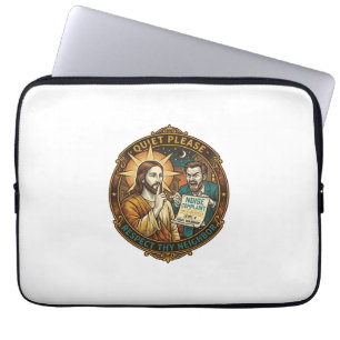 Housse Pour Ordinateur Portable Jésus Voisin En colère Plainte de Bruit Fête Bruya